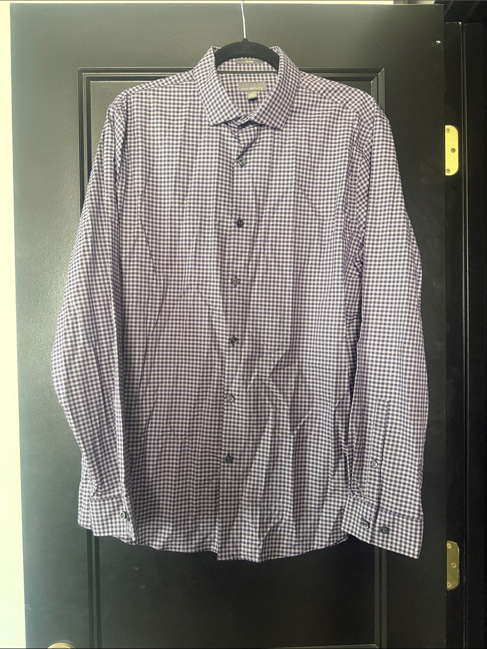Calibrate Men's Purple & Gray Gingham Dress Shirt